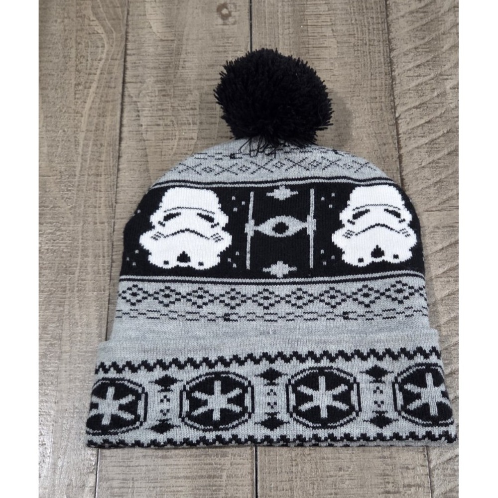 Star Wars Stormtrooper Knit Pom-Pom Beanie Hat Unisex One Size Black Gray